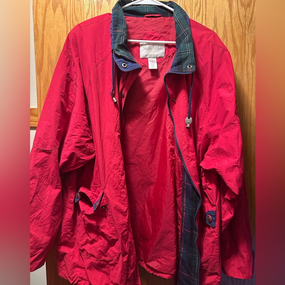 Red Outerwear Zip Up Jacket